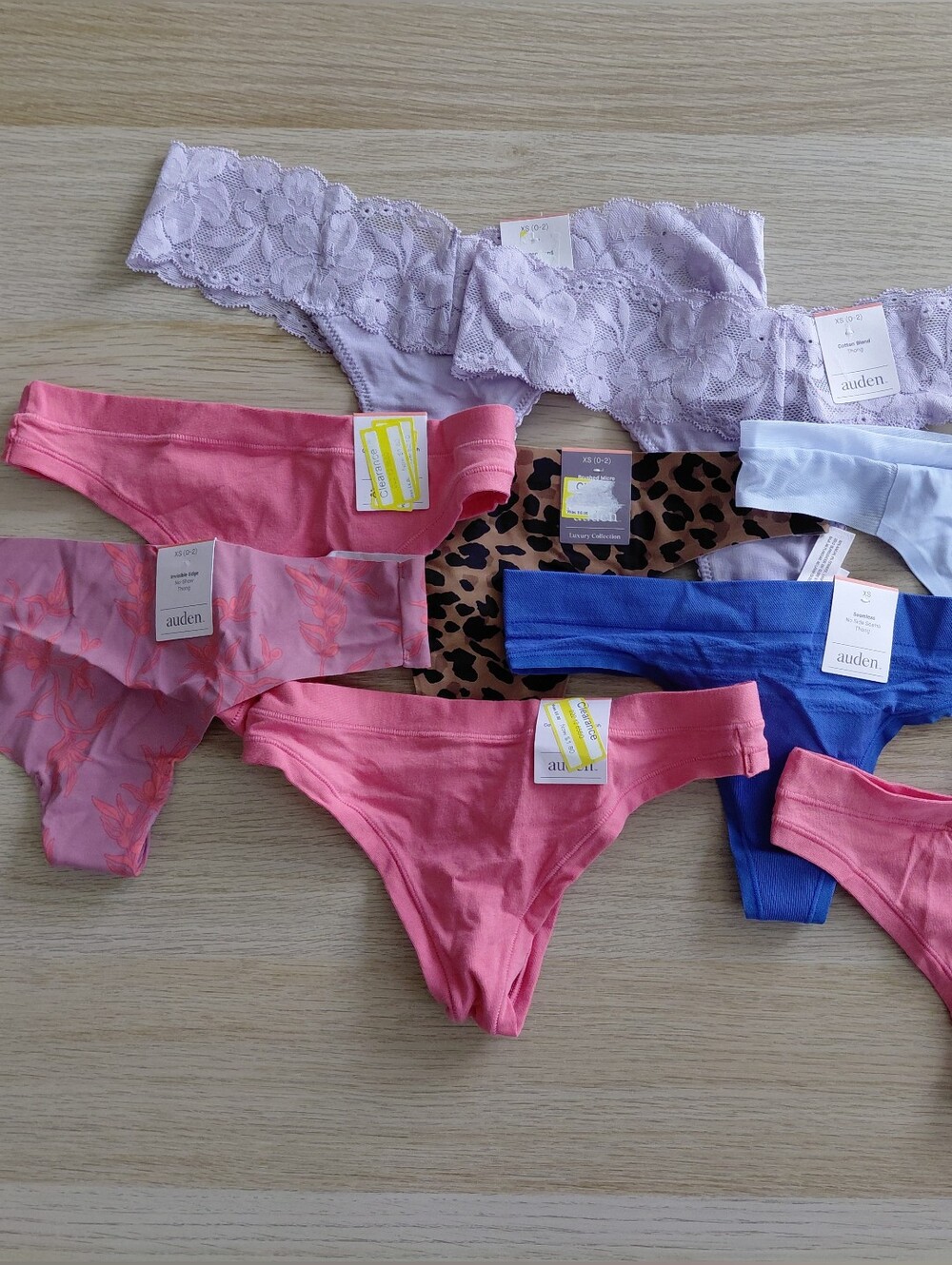 Auden Assorted Pink, Blue, White & Lavender  Thongs - Multi-Pack Of 9